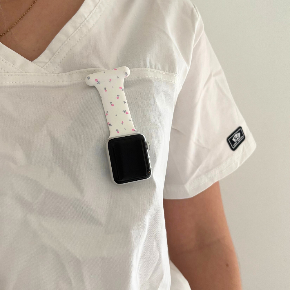 Apple Watch Clip-on Fob Strap - Ditsy Floral White