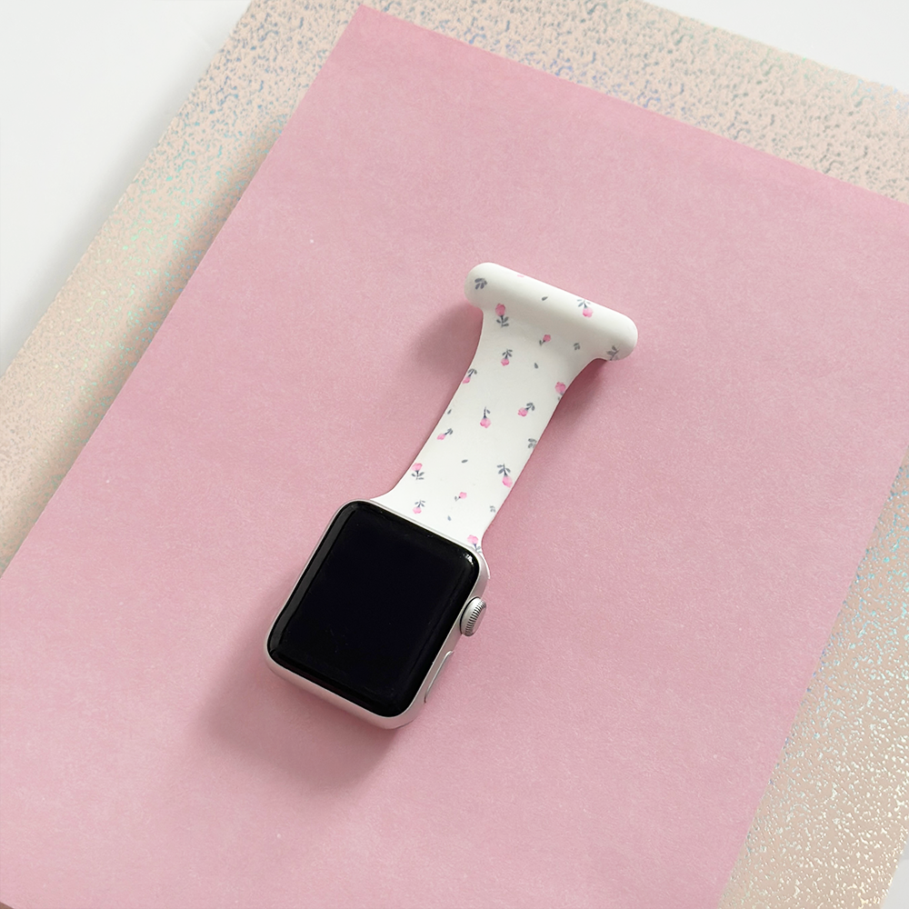 Apple Watch Clip-on Fob Strap - Ditsy Floral White